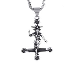 Pendant Necklaces Elfasio Men Stainless Steel Necklace Baphomet Goat Inverted Jewellery Satanic Satan Demon Devil Lucifer Pend16474316643887