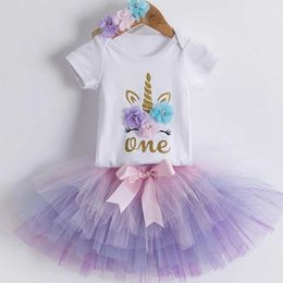 Girl's Dresses This is my first birthday Tulle Tutu dress summer party baby costume baby costume d240520