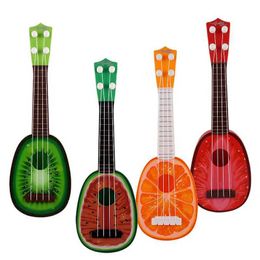 Guitar Childrens simulated mini four stringed guitar music toy can play fruit four stringed small guitar to discover musical talent WX