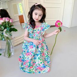 Girl Dresses Summer Dress Cotton Kids Clothes Girls Children Flower Sleeveless Princess Party Outfit Children's Clothing 3-8Y