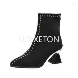 Boots 2024 Temperament Pointed High Heels Korean Edition Suede Fashion Style Matching Slim Single Women's