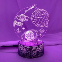 Lamps Shades Solar System 3D Optical Illusion Lamp Universe Space Galaxy Night Light for Kids Boys Girls as on Birthdays or Holidays Gifts Y240520HQG3