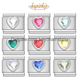 Charms Hapiship 2024 New Women Romantic Heart Shiny Cz Italian Charm Links Fit 9Mm Bracelet Stainless Steel Diy Making Jewelry Dj033 D Ot0Iu