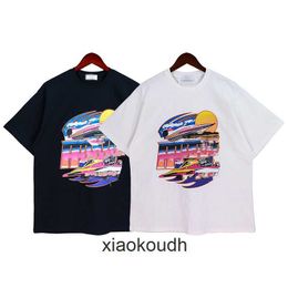 Rhude High end designer T shirts for Chaopai Yacht Colorful Letter Printing Short Sleeve T-shirt for Men and Women High Street Half Sleeve With 1:1 original labels