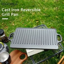 1PCS Reversible Griddle Grill Cast iron Pan Non Stick Skillet BBQ Plate Suitable For Use On An Outdoor Accessories 240517