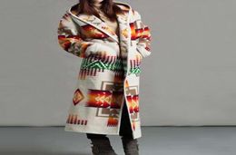 Women039s Trench Coats Vintage Pattern Printed Long Hooded Cardigan Autumn Winter Warm Windbreaker Overcoat Women Elegant Butto2761851
