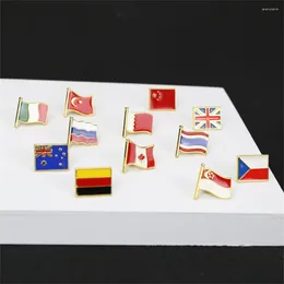 Brooches 13 Country Flag Pin Metal National Lapel Badges For Clothes Backpack Itay France China Russia Brooch Women Men