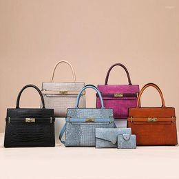 Duffel Bags 2024 Trendy And Fashionable Single Shoulder Crossbody Handheld Crocodile Skin Pattern Multi Piece Set Women's Bag