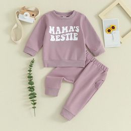 Clothing Sets Toddler Baby Girl 2Pcs Spring Fall Outfits Long Sleeve Letter Pullover Elastic Sweatpants Casual Clothes Set
