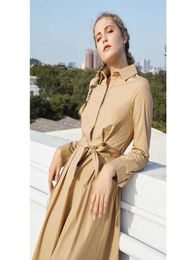 Only Plus ALine OL Office Lady Dresses Fashion Bussiness Autumn Long Sleeve Dress Women Brown Work Vestidos With Belt 2106035321140
