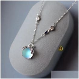 Pendant Necklaces Heart Firefly Moonstone Female Trendy Charm Necklace For Women Korean Style Veratile Clavicle Chain Jewelry Gift D Dhm1N
