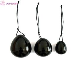 HIMABM 3pcs Natural Drilled Obsidian Jade Egg Pelvic Floor Muscle Vaginal Ben Wa Yoni Egg for Kegel Exercise Postpartum Recovery218236517