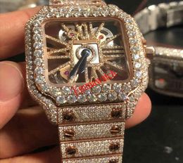 New Skeleton Sier Moiss anite Diamonds Watch PASS TT Quartz movement Top quality Men Luxury Iced Out Sapphire Watch with boxCL3W9520691
