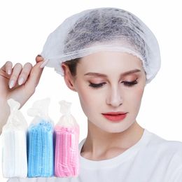 100 PCS Hair Caps 21 inch Disposable Non-woven Bouffant Hair Net Caps Elastic Head Cover Cap for Beauty Kitchen Food Salon Bath 240506