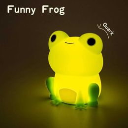 Lamps Shades LED Night Light Cute Frog Soft Silicone Lamp Timer Bedroom Home Decor Child Birthdays Day Christmas Gifts Baby Sleep Nightlight Y24052047FO