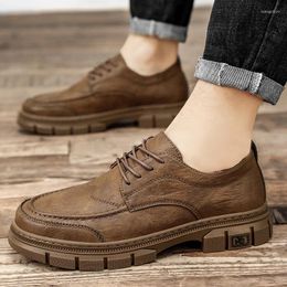 Casual Shoes Retro Men's Fashion Lace Up Leather Men Business Dress Brogue Style Tooling Male Footwear