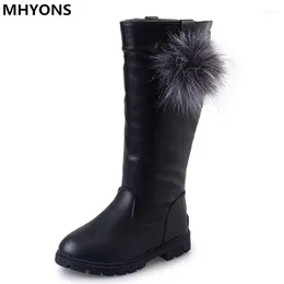 Boots Girls Children's Winter Long For Snow Princess PU Leather Shoes Rubber Non-slip Warm Autumn Female