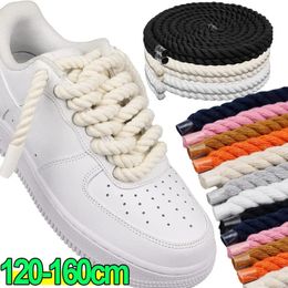 Bold Cotton Linen Twist Weave Shoelaces solid Color Rope Shoes Laces Men Women Trendy Personality kpop Sport Casual Shoestring 240520