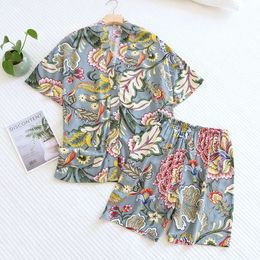 Summer Ladies 100% Viscose Pajamas Short Sleeve Shorts Two Piece Floral VNeck Thin Loose Womens Homewear Set sleepwear 240520