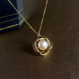 Natural Fresh Water Pearl 10-11mm 18k Plated Gold Necklace Classic Tiktok Net Red