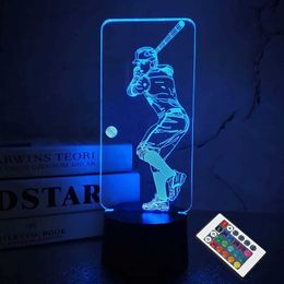 Lamps Shades Baseball 3D Night Light Game Room Basketball Table Setting Lighting Decoration Sports Game Customized Sensor Light Childrens Bedside Gift Y2405FN2D