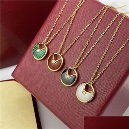 Pendant Necklaces Circle Necklace Diamond Designer Jewelry Women 18K Rise Gold Shell Agate Amet Luxury Jewelrys For Birthday Party Dro Otfau