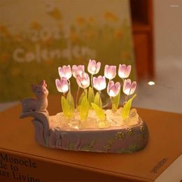 Night Lights Usb Tulip Light Deer Powered Kids Bedroom Lamp Led Flower Nursery Decoration Birthday Christmas Gift