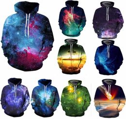 Space Galaxy 3d Sweatshirts Menwomen Hoodies With Hat Print Stars Nebula Spring Autumn Winter Loose Thin Hooded Hoody Tops C190426069384
