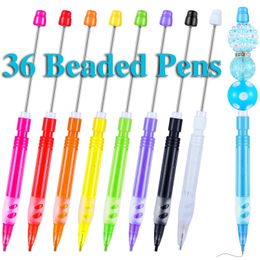 36Pcs Palstic Beadable Pencil Bead ing for Writing Drawing DIY Gift Home Office School Supplies 240511