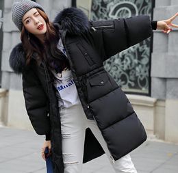 Women039s Down Parkas Winter Cotton Jacket For Women Hooded Coat Large Fur Long Neck Snow Woman Thick Army Green Outerwear St3759497