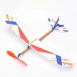 DIY Hand Throw Flying Glider Planes Elastic Rubber Band Powered Plane Aeroplane Assembly Model Toys For Children 240520