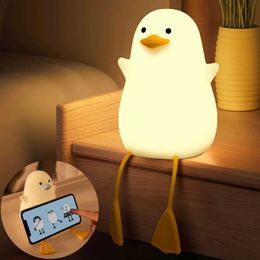 Lamps Shades Cute Duck Led Night Light USB Rechargeable Nightlights Silicone Lamp Touch Switch Children Kid Bedroom Decoration Birthday Gift Y240520SCZT