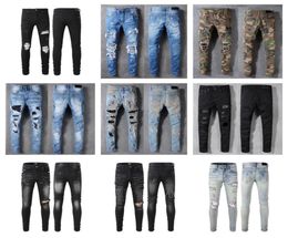 Men039s Jeans European Jean Hombre Letter Star Men Embroidery Patchwork Ripped For Trend Brand Motorcycle Pant Mens Skinny7555301