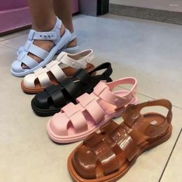 Sandals Summer 2024 Adult Girls Woven Ladies Flat Roman Casual Shoes Women's Pig Cage Retro Jelly Beach