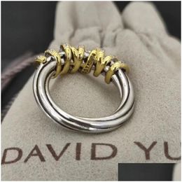 Band Rings Dy Twisted Vintage Designer For Women Gift Diamonds 925 Sterling Sier Ring Men Personalised Fashion 14K Gold Plating Engage Dhdj1