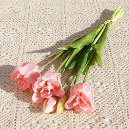 Decorative Flowers 1 Bouquet Of 5 Latex Tulip Artificial Wedding Table Decoration Real Touch Home Fake