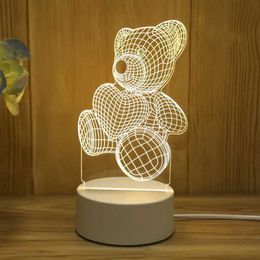 Lamps Shades Romantic Love 3D Acrylic Led Lamp for Home Childrens Night Light Table Lamp Birthday Party Decor Valentines Day Bedside Lamp Y2405204GJ3