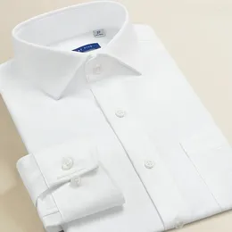 Men's Dress Shirts Smart Five Round Collar Men White Office Formal Camisa Masculina Slim Fit Long Sleeve Cotton Striped Man