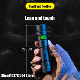 Mini Torch LED Rechargeable Flashlight Portable USB Charging Flashlight High Power Bank Camping Waterproof Long Range Lantern 240520