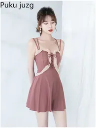 Women's Swimwear 2024 Summer Korea One-piece Swimsuit Fashion Sexy Skirt Conservative Slim Female Swimming Clothing