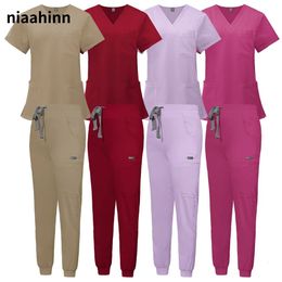 Wholesale Hospital Working Scrubs Set Operating Room Scrubs Uniform Supplies Workwear Dental Surgery Nurse Suits 240506