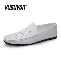 Casual Shoes Fashion Summer Style Soft Men Loafers PU Leather High Quality Flat Breathable White Black Driving