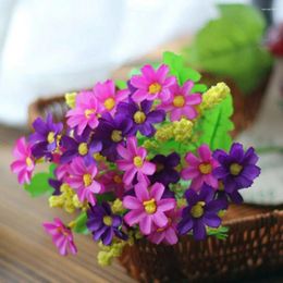 Decorative Flowers 7-Pronged Multicolor Cute Small Daisy Silk Flower Easy To Clean Al Table Garden Outdoor Floral Party Ornaments