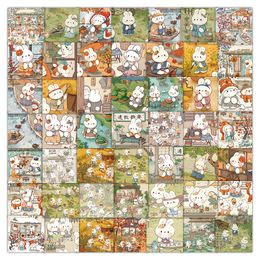 63pcs ins cute rabbit healing series illustration Waterproof PVC Stickers Pack for Fridge Suitcase Notebook Cup Bicycle Desk Skateboard Case Laptop Phone.