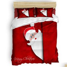 Bedding Sets Christmas Theme Santa Claus Letters Duvet Er Set Warm And Comfortable 2/3/4Pcs Bed Sheet Pillowcases Drop Delivery Home Dhc8F