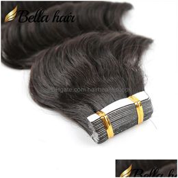 Skin Weft Hair Extensions Tape In Human Pu Water Wave Tapes Ins Real Extension For Black Women Natural Colour Double Sided Glue Remy Bu Dhdgy