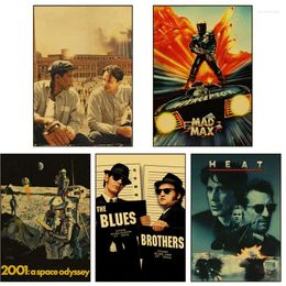 Wall Stickers Old Movie Retro Poster Art Adornment Vintage Printed Living Room Decorative Painting Cafe Kraft Paper Posters