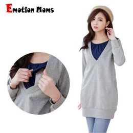 Maternity Dresses Emotion Moms Winter Pregnant Womens Clothing Long Breast Feeding Hoodie Thick and Hot Pregnant Womens Dress d240520