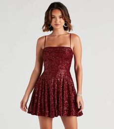 Casual Dresses Elegent Sxey Party Club Night Short Dress For Women Summer Sleeveless Sequin Glitter Red Bodycon Sheath Mini Vestidos