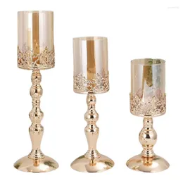 Candle Holders Fashion Iron Stand Metallic Pedestals Glass Florals Centerpieces